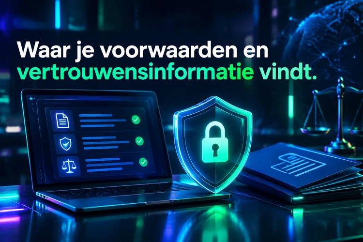 Waar je voorwaarden en vertrouwensinformatie vindt